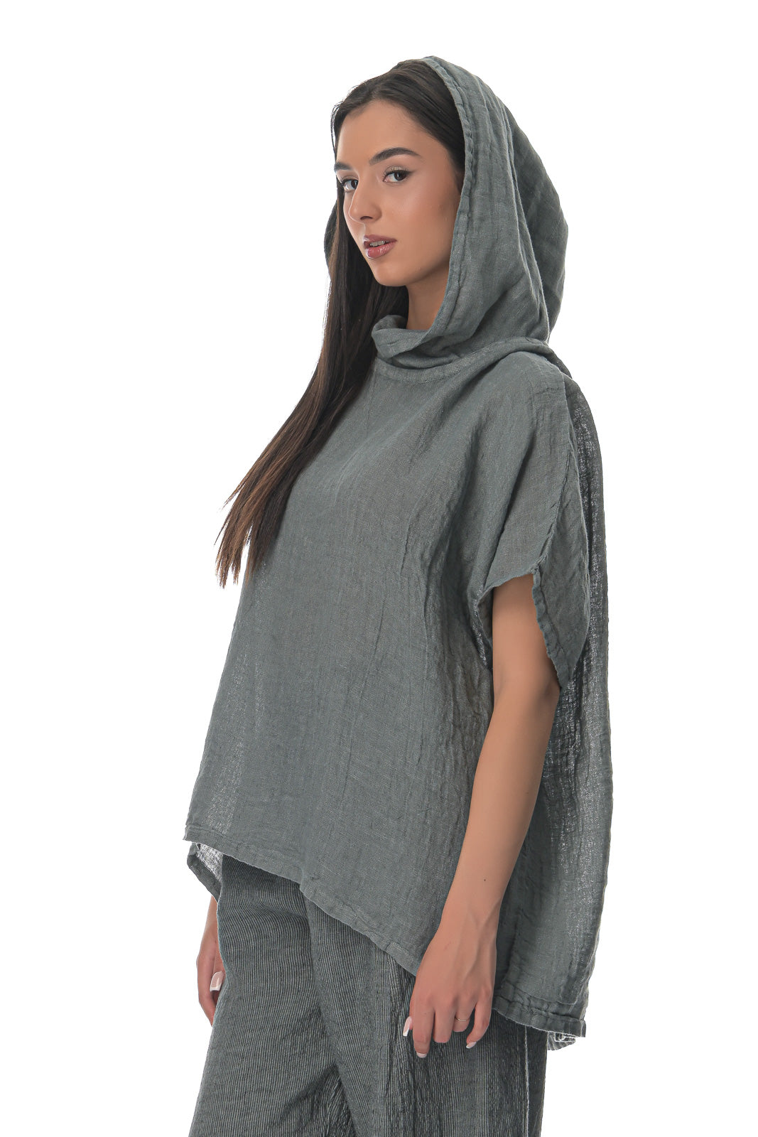 Hoodie Linen Gaze Blouse