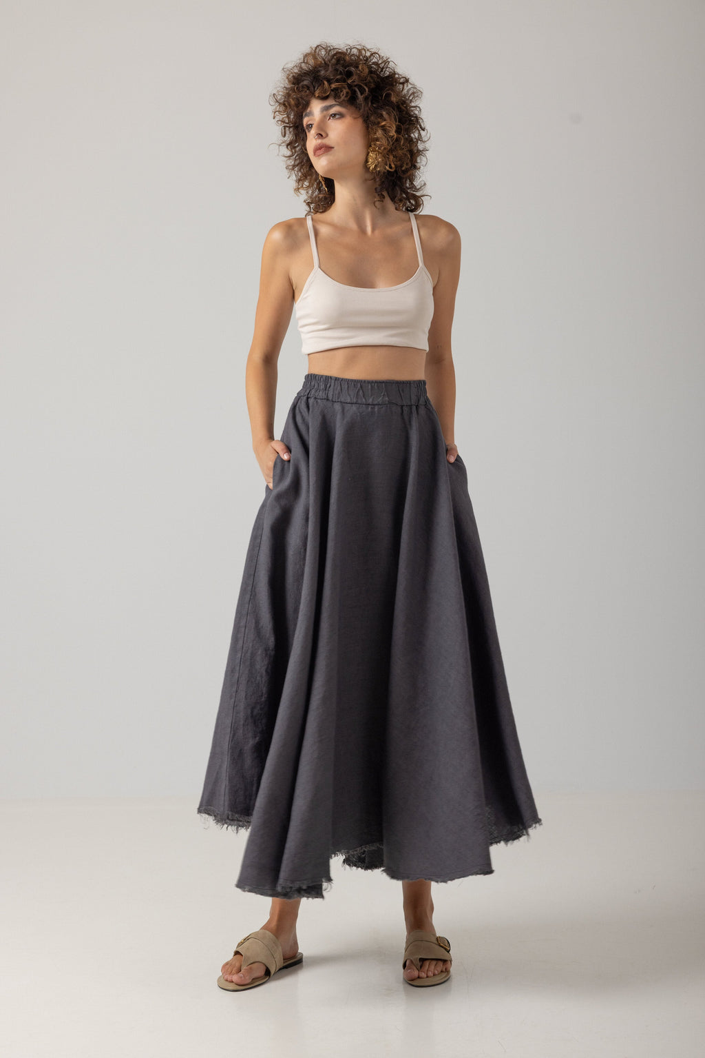 Yolanda Linen Midi Skirt NIMAconcept