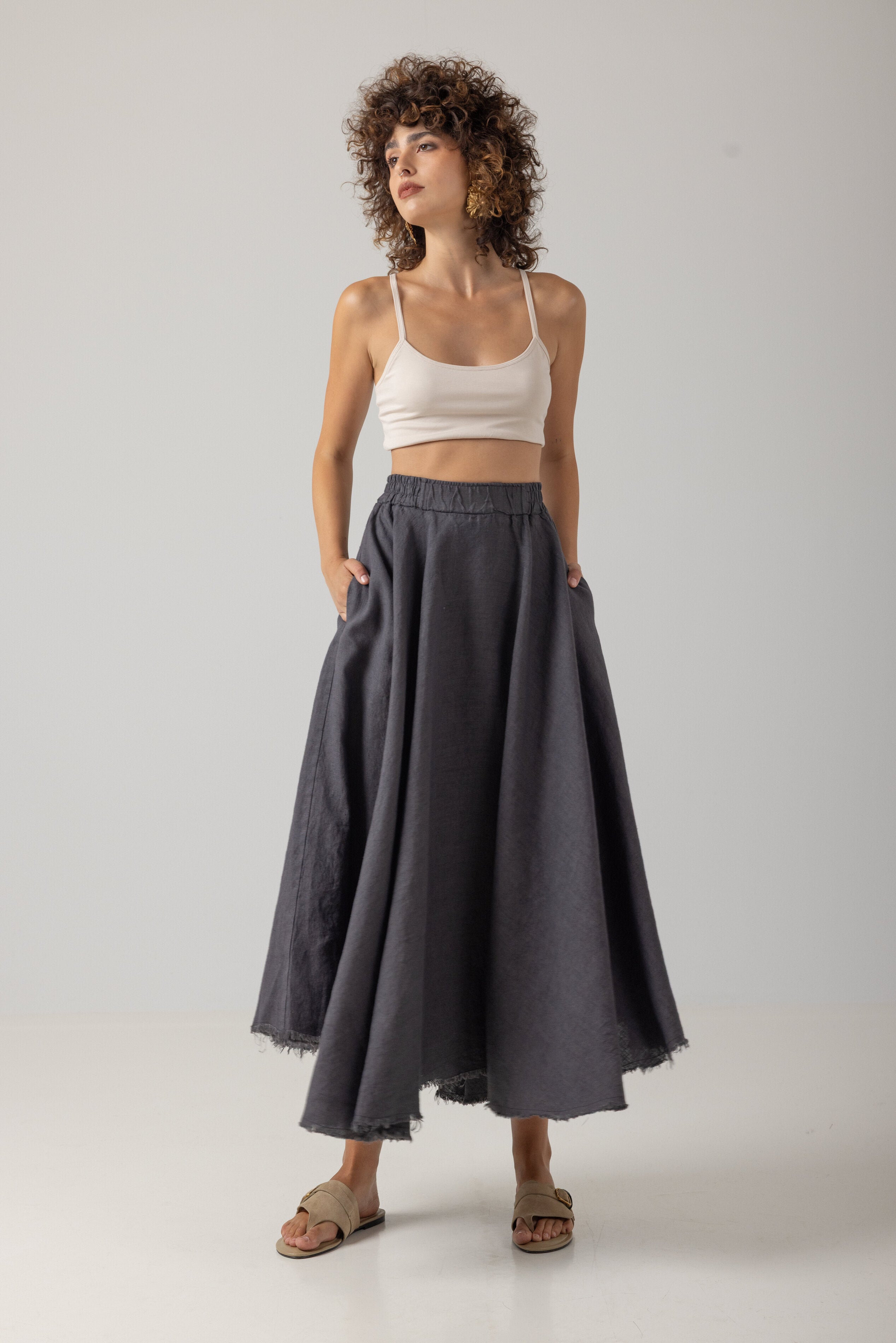 Yolanda Linen Midi Skirt NIMAconcept