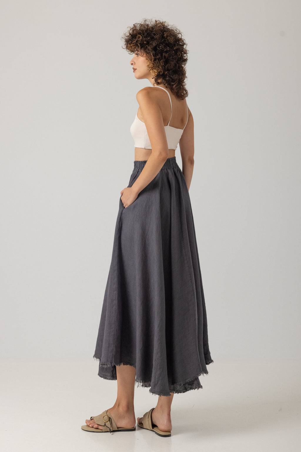 Yolanda Linen Midi Skirt NIMAconcept
