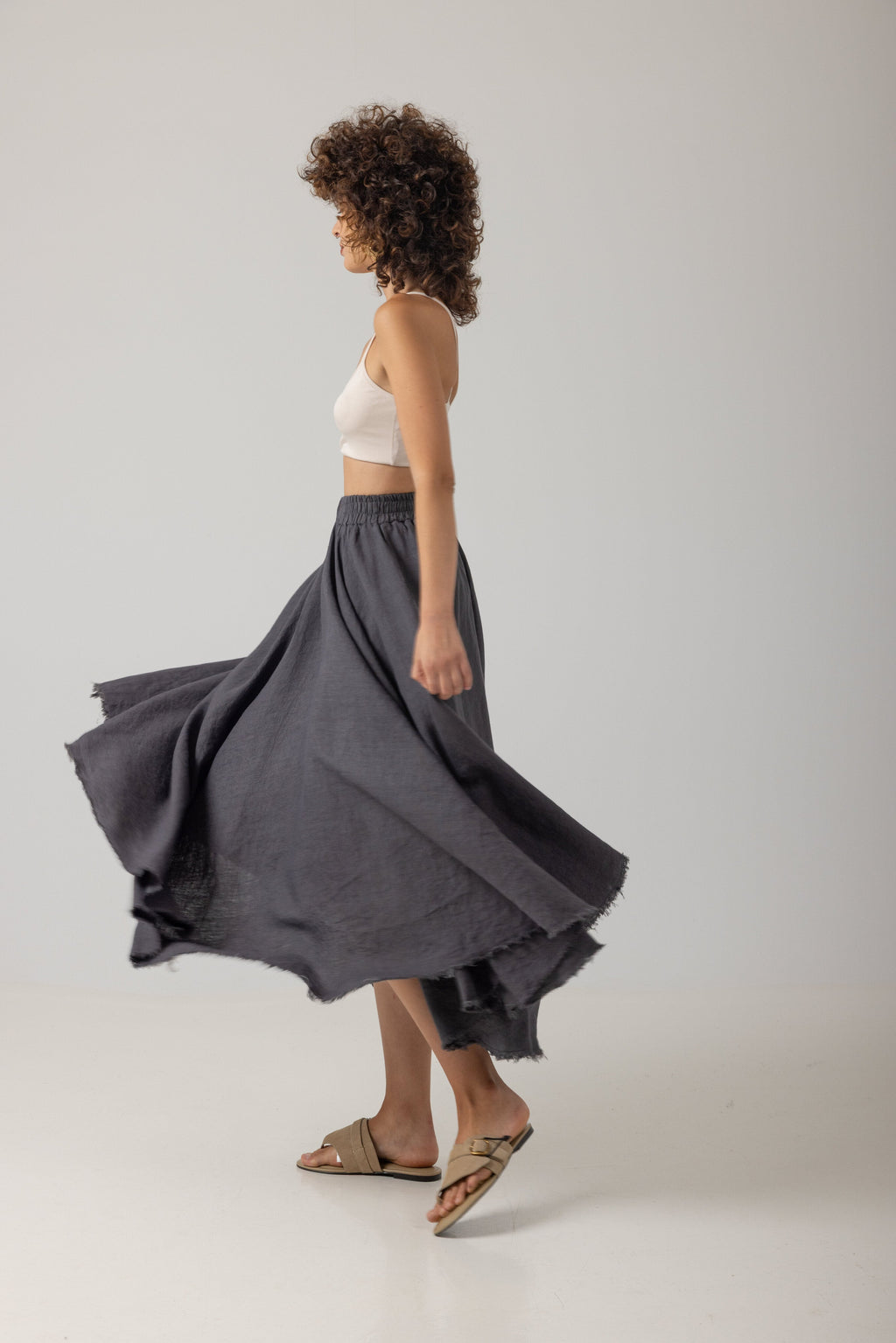 Yolanda Linen Midi Skirt NIMAconcept