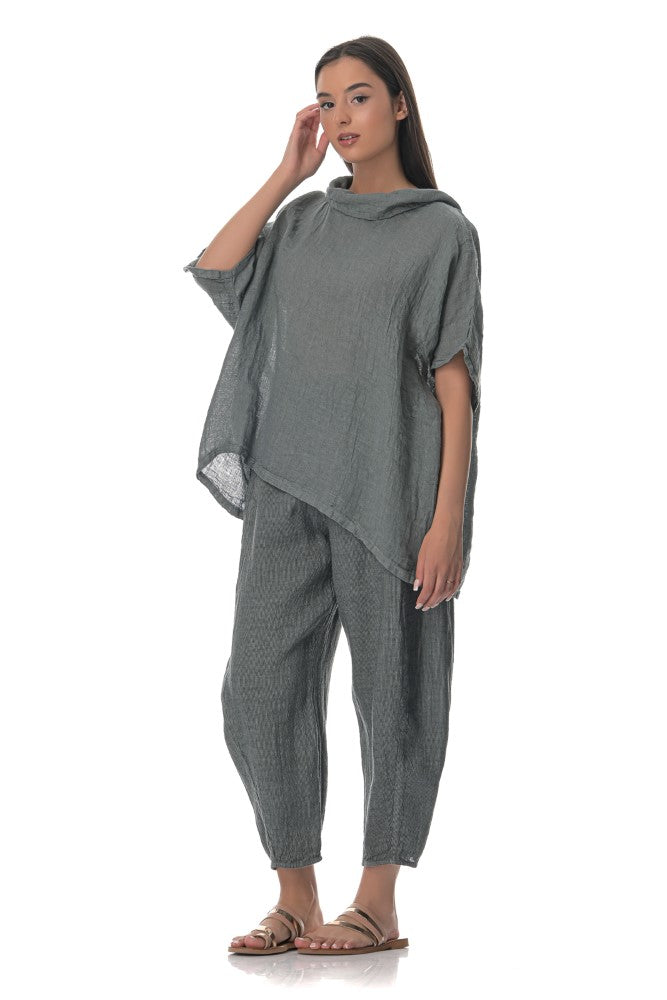 Hoodie Linen Gaze Blouse