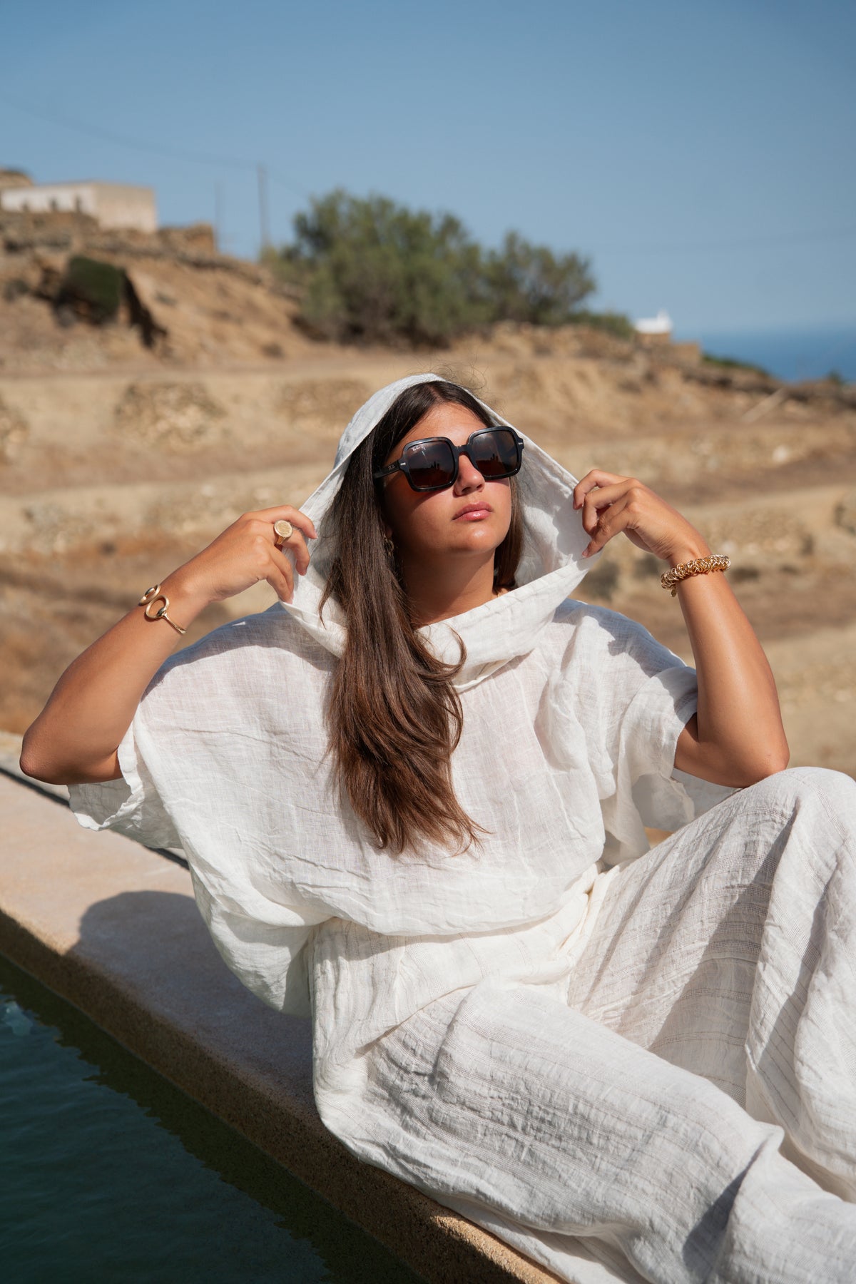 Hoodie Linen Gaze Blouse