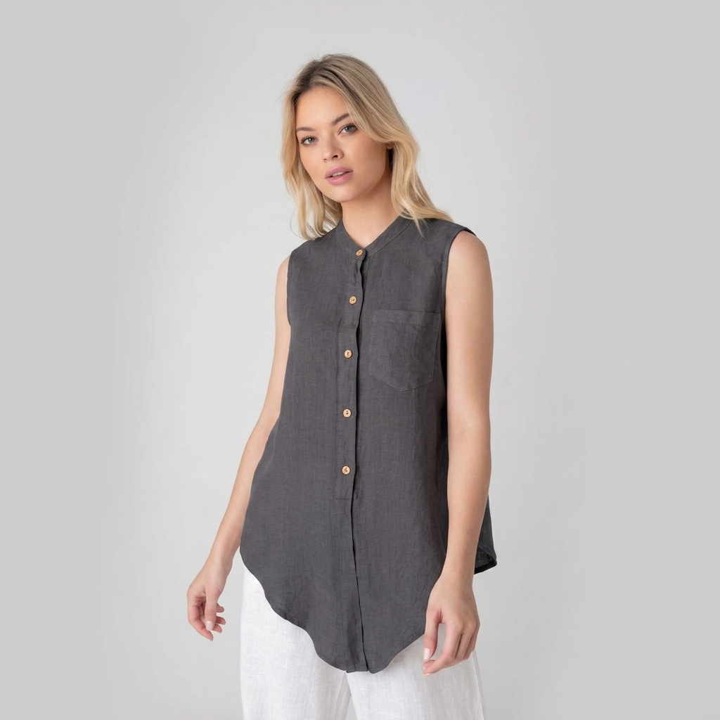 Sleeveless Linen Shirt NIMAconcept