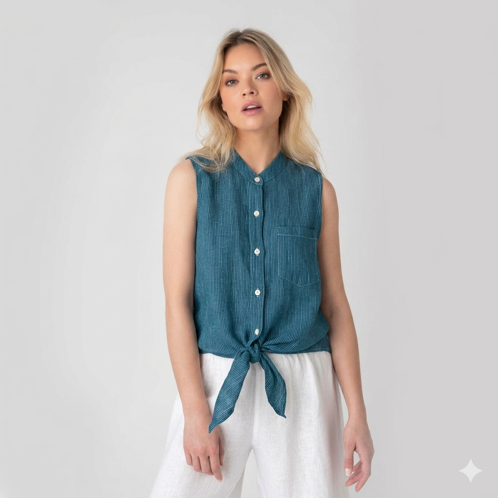 Sleeveless Linen Shirt NIMAconcept
